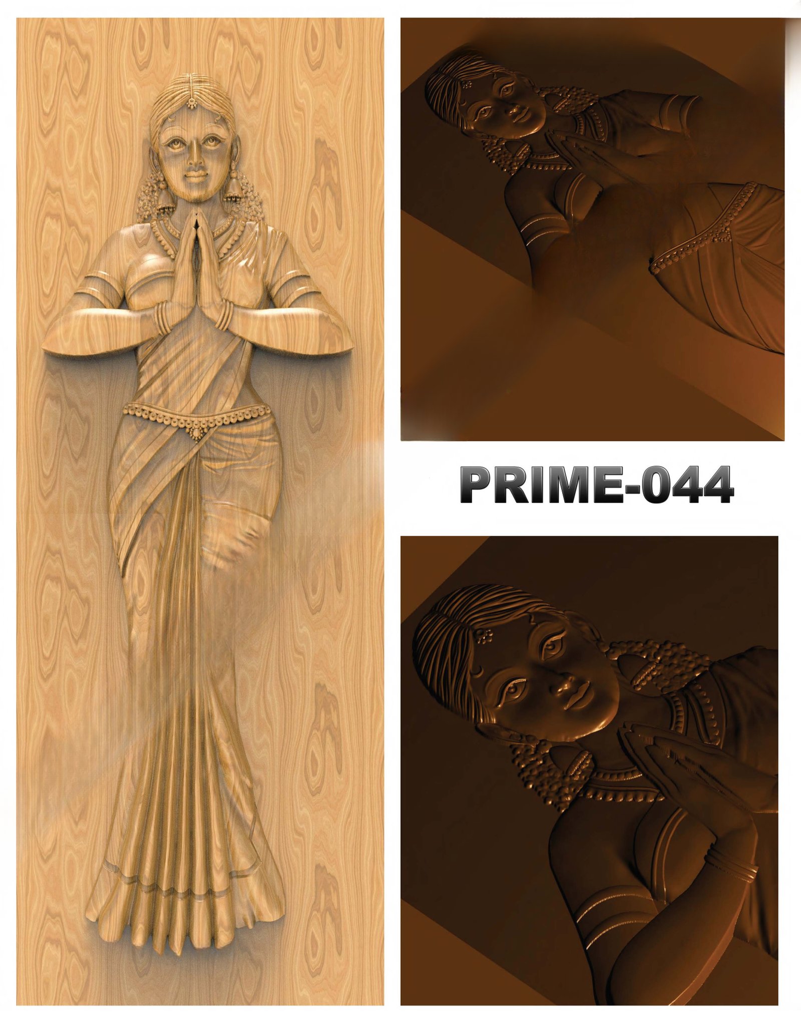 prime designs - PRIME-44 Traditional Indian Welcoming Lady Namaste Door 3D Model